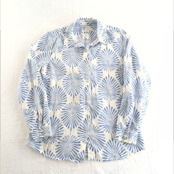 Joie 100% Linen Button Down Shirt Women's Med CoastalCowgirl Nautical Boho - Picture 1 of 9
